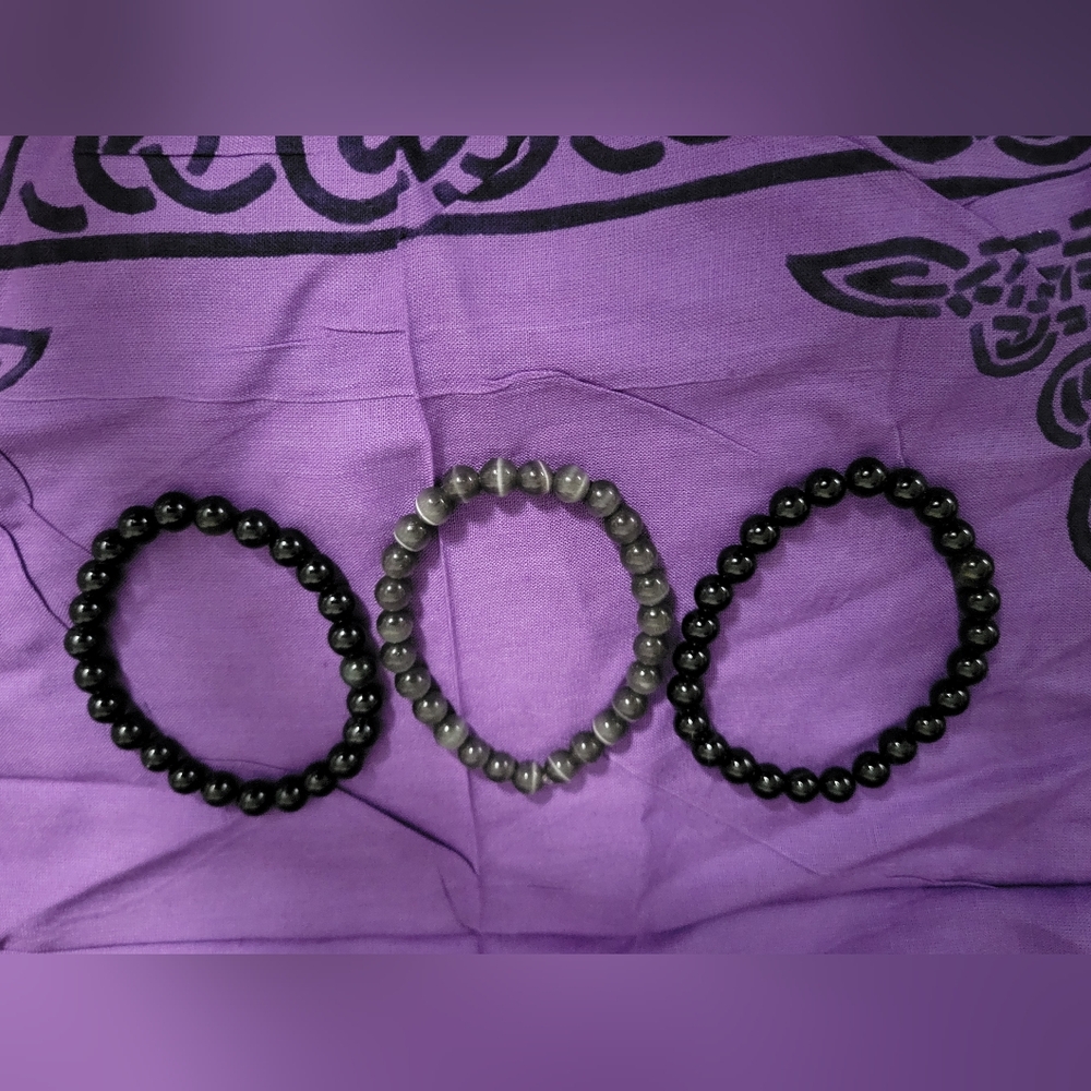 Bracelet Tri of Protection & Balance Bracelets2x Black Obsidian | 1x Dark Blue